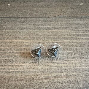 Geometric Triangle Hematite Stud Earrings